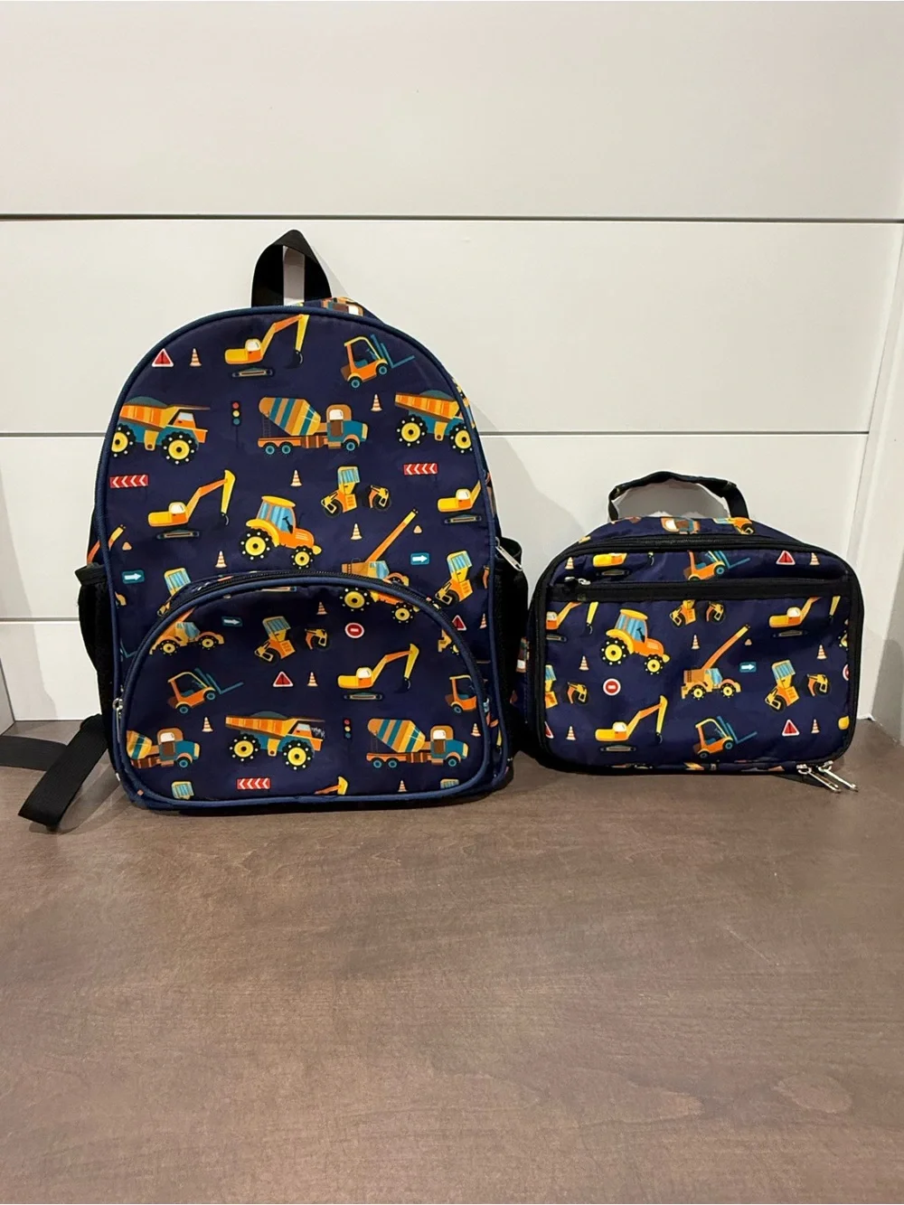 Kids Construction Backpack & Lunch Box Set Excavator Dump Truck School